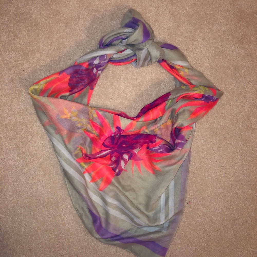 Neon floral print scarf or wrap